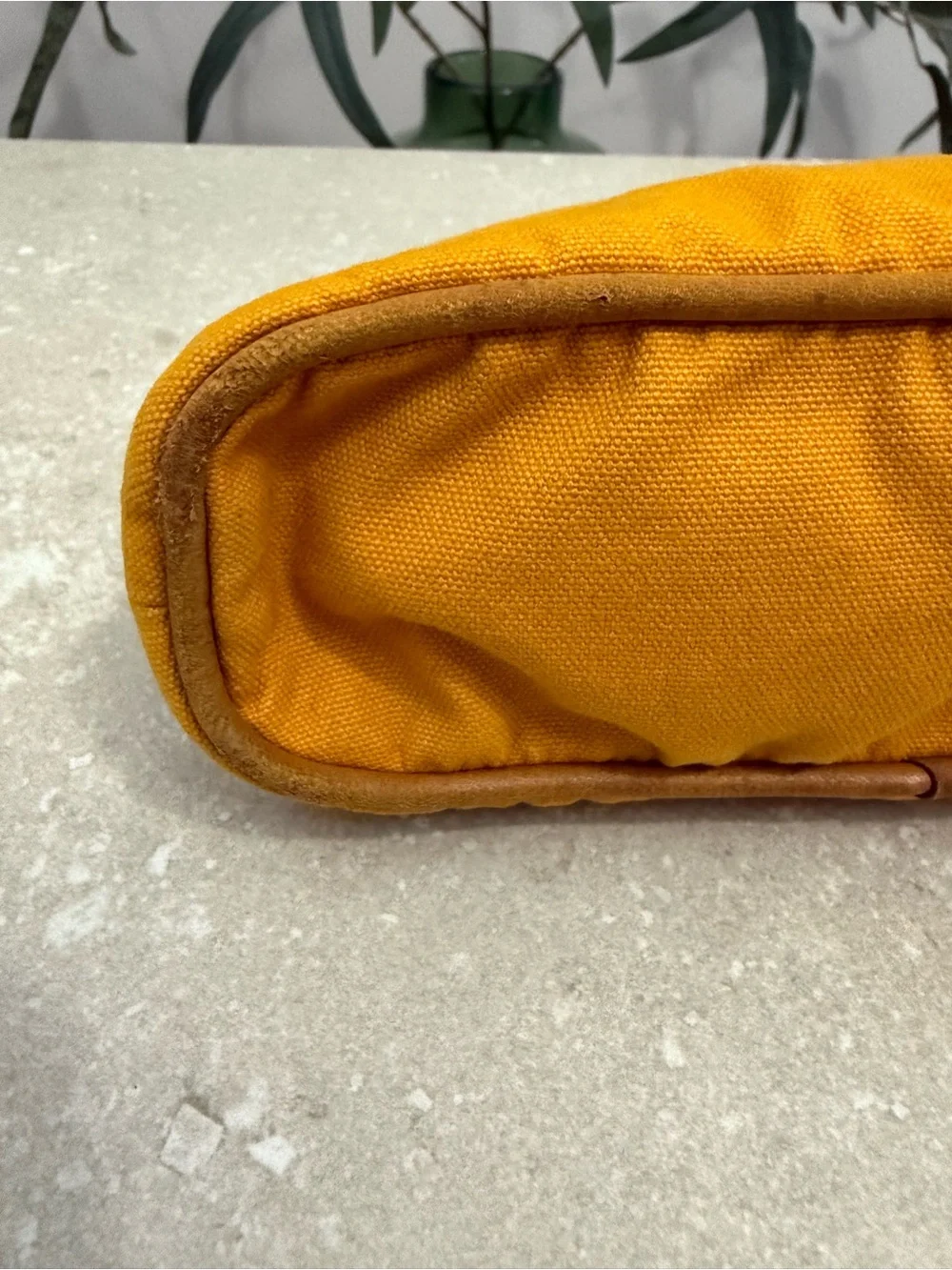 Hermes Bolide Pouch MM Yellow Canvas Travel Cosmetic Bag